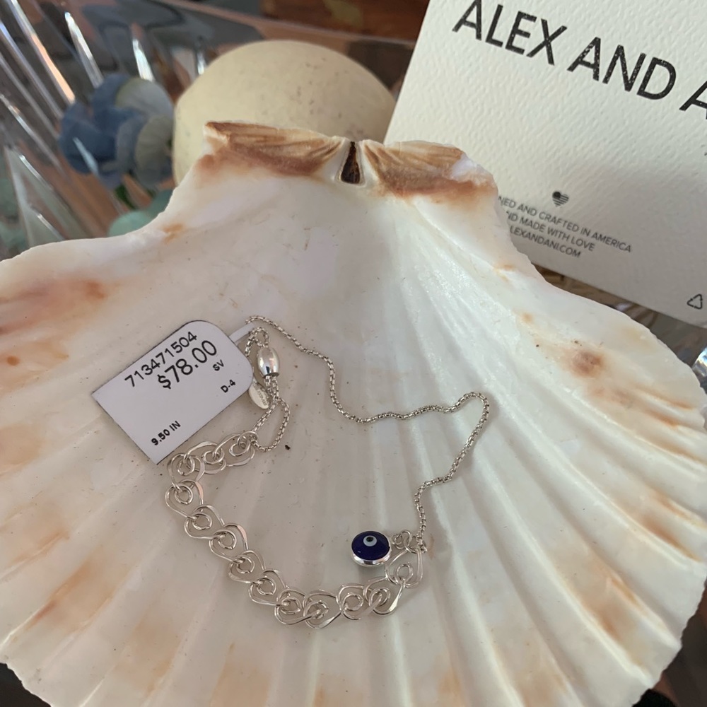 Alex and Ani “Evil Eye” Bracelet with Heart Links